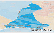 Political Shades Panoramic Map of Neembucu, lighten