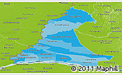 Political Shades Panoramic Map of Neembucu, physical outside