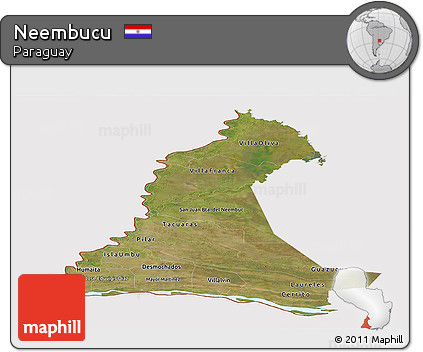 Satellite Panoramic Map of Neembucu, cropped outside
