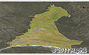 Satellite Panoramic Map of Neembucu, darken, semi-desaturated