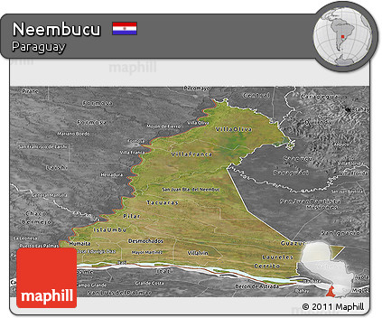 Satellite Panoramic Map of Neembucu, desaturated