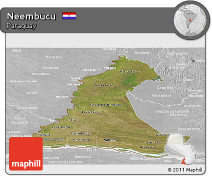 Satellite Panoramic Map of Neembucu, lighten, desaturated