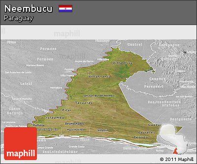 Satellite Panoramic Map of Neembucu, lighten, desaturated