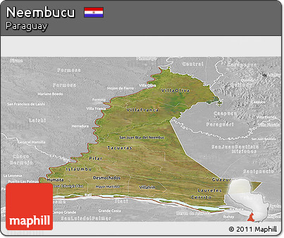 Satellite Panoramic Map of Neembucu, lighten, desaturated