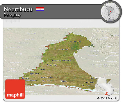 Satellite Panoramic Map of Neembucu, lighten