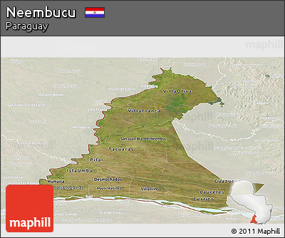 Satellite Panoramic Map of Neembucu, lighten