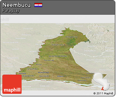 Satellite Panoramic Map of Neembucu, lighten