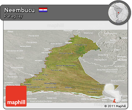 Satellite Panoramic Map of Neembucu, lighten, semi-desaturated