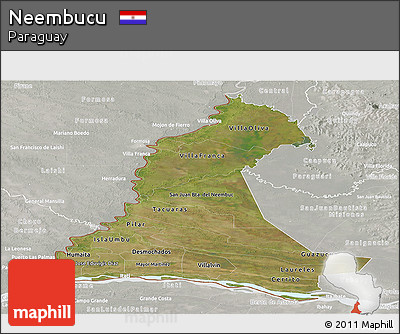 Satellite Panoramic Map of Neembucu, lighten, semi-desaturated