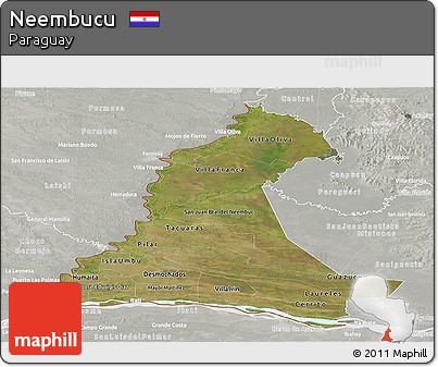 Satellite Panoramic Map of Neembucu, lighten, semi-desaturated