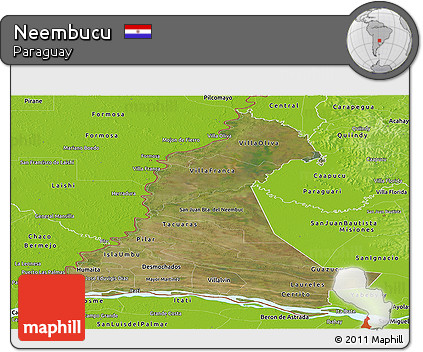 Satellite Panoramic Map of Neembucu, physical outside