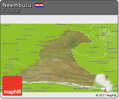 Satellite Panoramic Map of Neembucu, physical outside