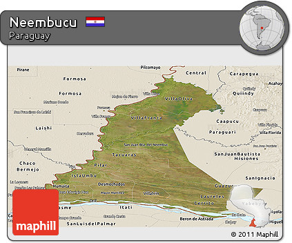 Satellite Panoramic Map of Neembucu, shaded relief outside