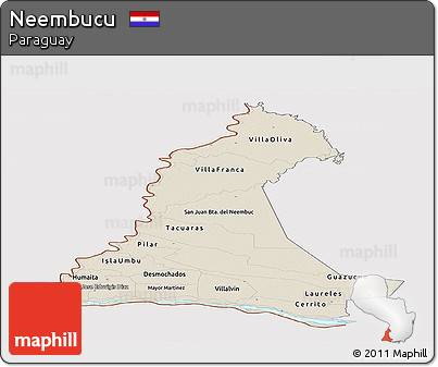 Shaded Relief Panoramic Map of Neembucu, cropped outside