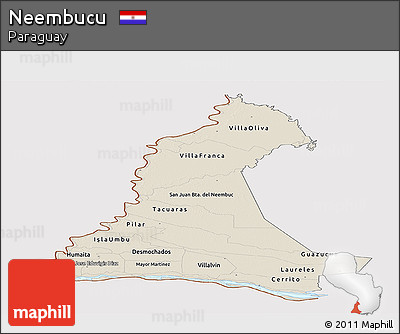 Shaded Relief Panoramic Map of Neembucu, cropped outside