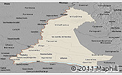 Shaded Relief Panoramic Map of Neembucu, darken, desaturated