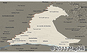 Shaded Relief Panoramic Map of Neembucu, darken