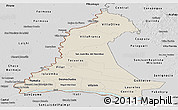 Shaded Relief Panoramic Map of Neembucu, desaturated