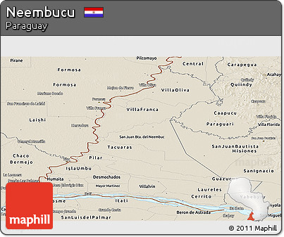 Shaded Relief Panoramic Map of Neembucu