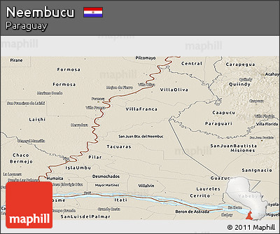Shaded Relief Panoramic Map of Neembucu