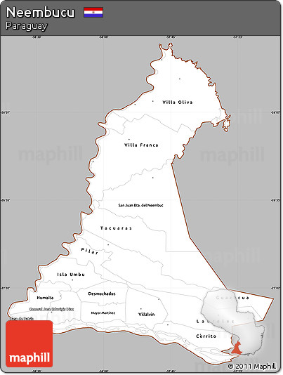 Gray Simple Map of Neembucu, cropped outside