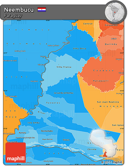 Political Shades Simple Map of Neembucu