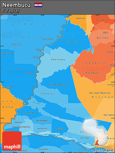 Political Shades Simple Map of Neembucu