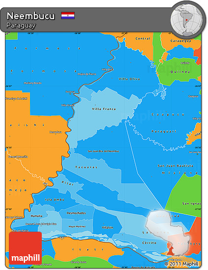 Political Shades Simple Map of Neembucu, political outside