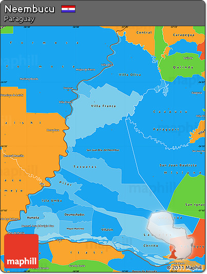 Political Shades Simple Map of Neembucu, political outside