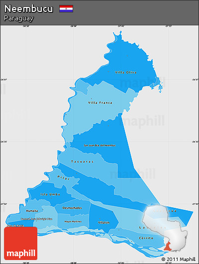 Political Shades Simple Map of Neembucu, single color outside