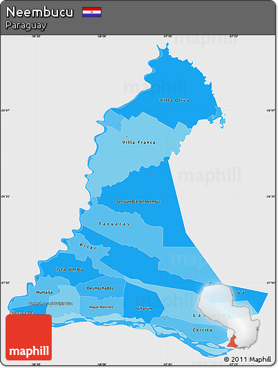 Political Shades Simple Map of Neembucu, single color outside
