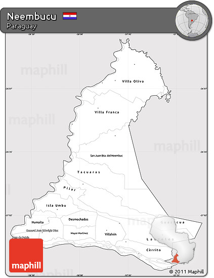 Silver Style Simple Map of Neembucu, cropped outside