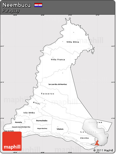 Silver Style Simple Map of Neembucu, cropped outside
