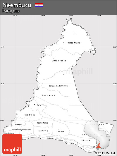 Silver Style Simple Map of Neembucu, cropped outside