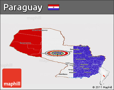 Flag Panoramic Map of Paraguay, flag rotated