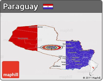 Flag Panoramic Map of Paraguay, flag rotated