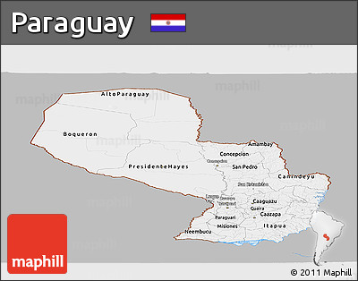 Gray Panoramic Map of Paraguay, single color outside