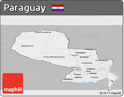 Gray Panoramic Map of Paraguay, single color outside