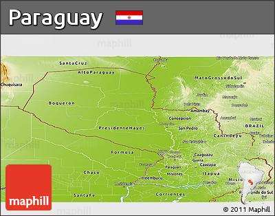 Physical Panoramic Map of Paraguay