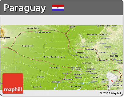 Physical Panoramic Map of Paraguay