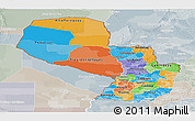 Political Panoramic Map of Paraguay, lighten, semi-desaturated