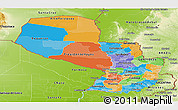 Political Panoramic Map of Paraguay, physical outside