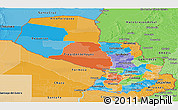 Political Panoramic Map of Paraguay, political shades outside