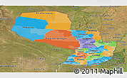 Political Panoramic Map of Paraguay, satellite outside