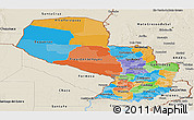 Political Panoramic Map of Paraguay, shaded relief outside