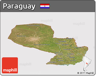 Satellite Panoramic Map of Paraguay, cropped outside