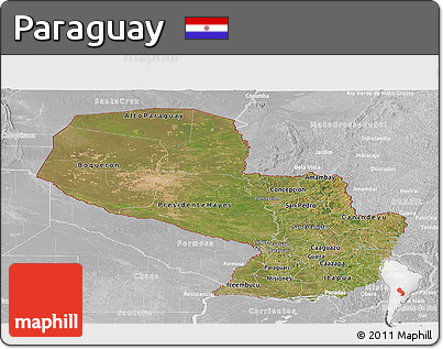 Satellite Panoramic Map of Paraguay, lighten, desaturated