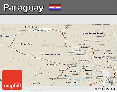 Shaded Relief Panoramic Map of Paraguay