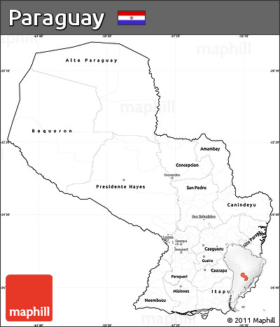 Blank Simple Map of Paraguay, cropped outside