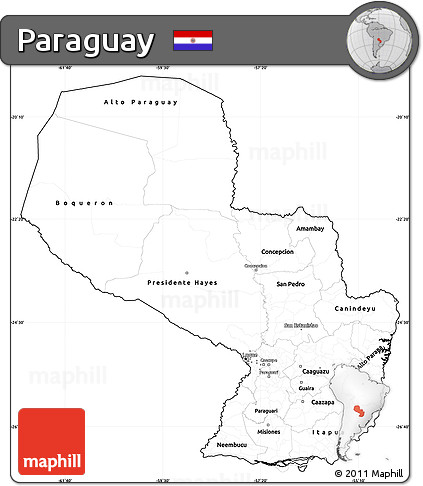 Blank Simple Map of Paraguay, cropped outside